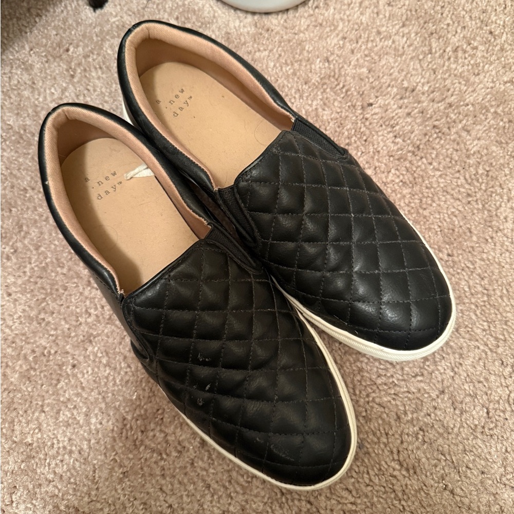 a new day Black Quilted Slip-On Sandals